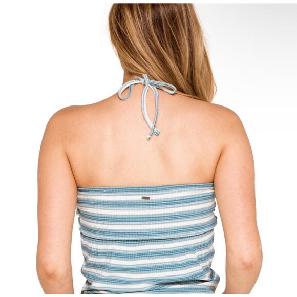 O’Neill Blue Striped Halter Tube Top NWT Size Medium - Picture 2 of 7